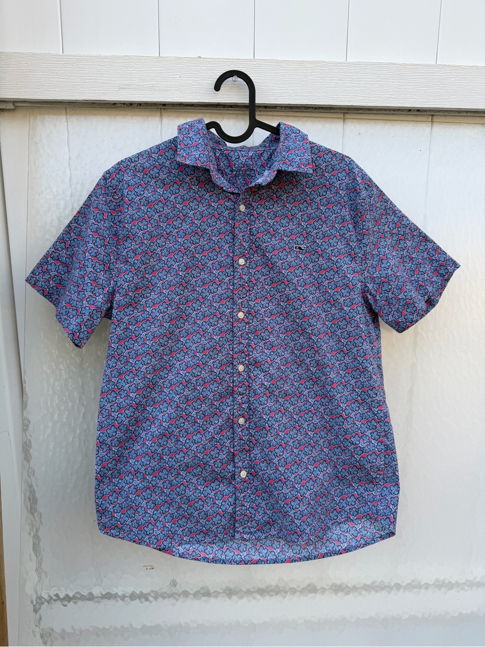 Vineyard Vines Blue and Pink Floral Short-Sleeve Button-Down